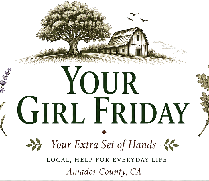 Your Girl Friday, your extra set of hands, Amador County, CA